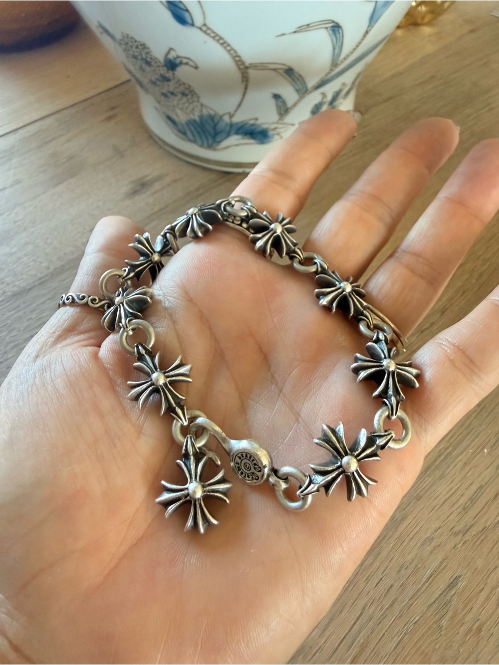 Chrome Hearts Silver Croas Link Bracelet - 10in Jewelry